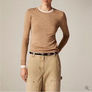 NWOT J.Crew Carolyn layered crewneck sweater in merino wool